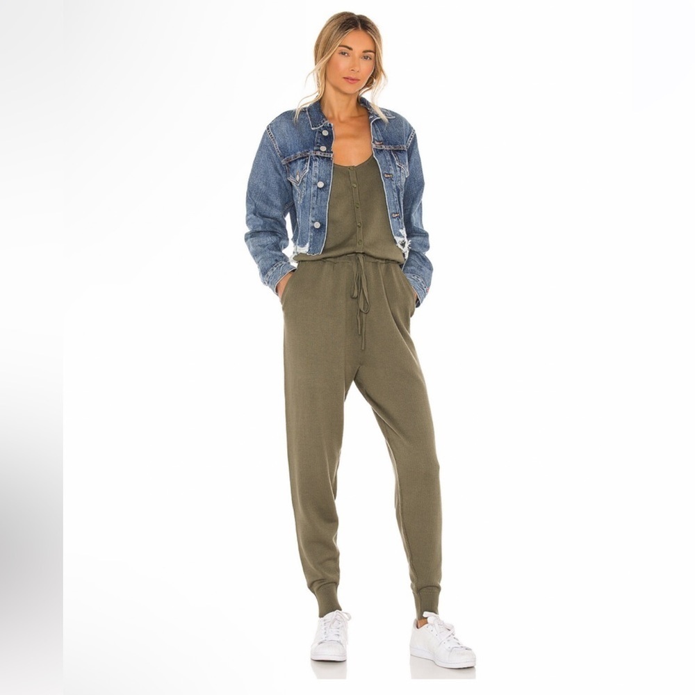 NEW REVOLVE Lovers+Friends Olive Green Knit Ida Jumpsuit Size S - Picture 4 of 14